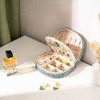 ProCase Travel Size Jewelry Box, Medium Portable Seashell-Shaped Jewelry Case, 2 Layer Jewelry Organizer in PU Leather for Wo