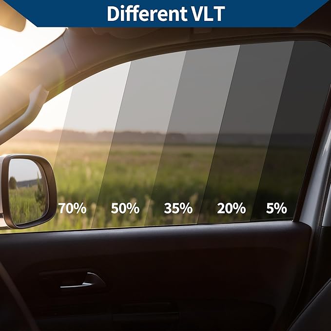 Car Window Tint Film Window Privacy Film Car Carbon 2 PLY PET 24.61 ft x 23.62 Inch 1 Pc Gray VLT 70% IRR 20% UVR 40%