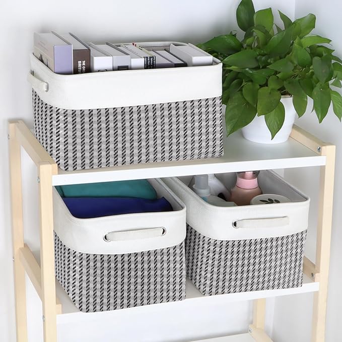 Kntiwiwo Foldable Storage Bin Collapsible Fabric Storage Basket Cube with Durable Handles Closet Organizer Bins for Organizin