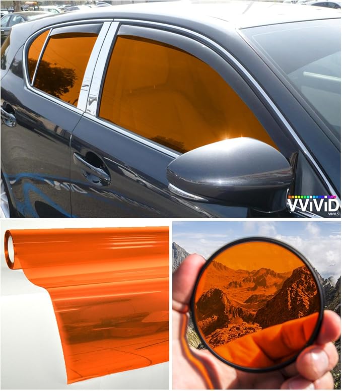 VViViD Colorful Transparent Vinyl Car Window Tinting 30 Inch x 60 Inch 2 Roll Pack (Orange)