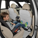 Seat Back Protector + Large Capacity Pocket Storage Organizer,Preventing the Impact of Children Stepping on the Seat Backrest (Cream White)