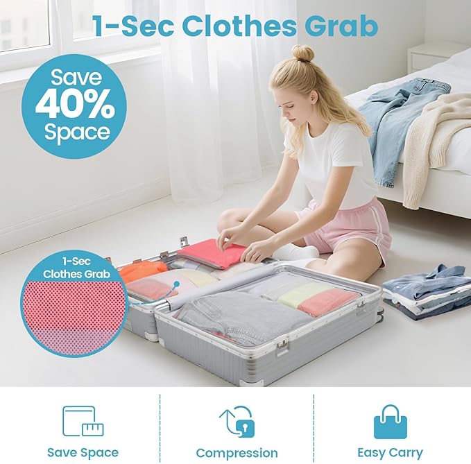 Cambond Compression Packing Cubes for Travel - Lightweight Expandable Travel Bags Luggage Organizers Travel Essentials Compre