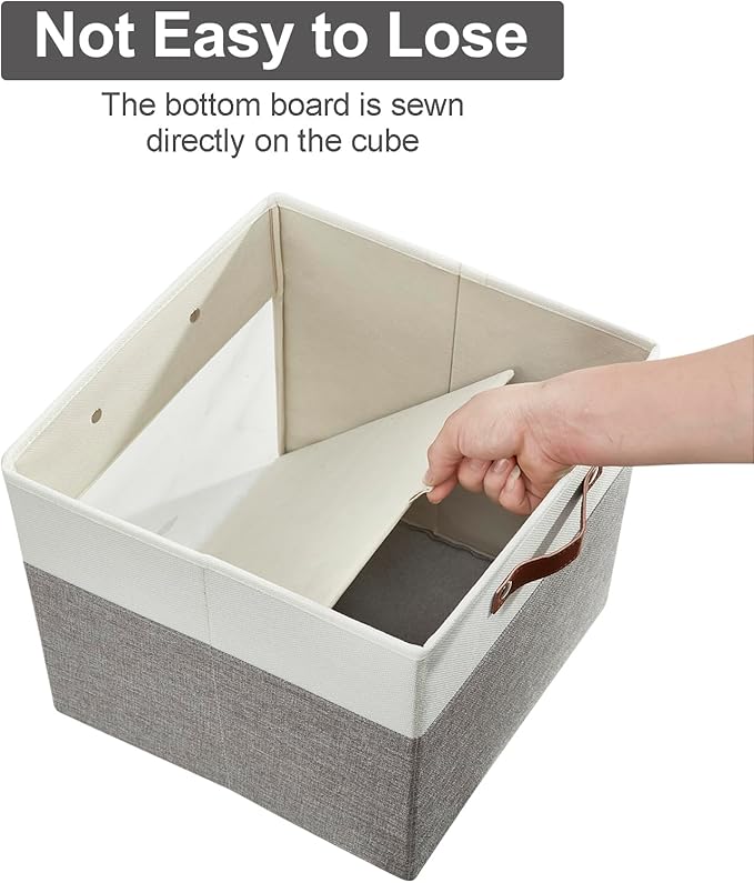 Bagnizer Storage Cubes, 4 Pack Linen Foldable Storage Bins (13 x 13 inch) with Clear Window and 2 Handles, Closet Organizers 
