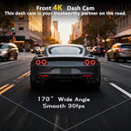 4K Dash Cam with Built-in WiFi, Front Car Camera, APP Control, Night Vision, 24H Parking Monitor, 170° Wide Angle, G-Sensor, 