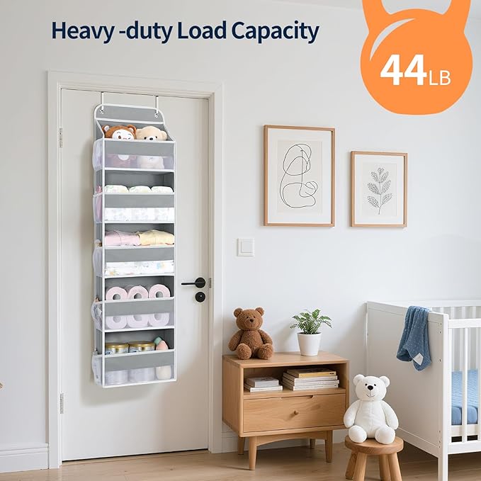 Yecaye Over The Door Organizer Storage, 5-Tier Heavy Duty Door Organizers Hanging with 10 Side Mesh Pockets, 44 lbs Load Capa