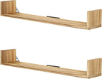 Floating Book Shelves,32 Inches Wall Bookshelf U Shaped,Long Hanging Bookshelf for Wall,Large Rustic Storage Books Shelves fo