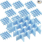JOIKIT 60 PCS Blue Plastic DIY Grid Drawer Dividers, Adjustable Organizer, Household Storage Makeup Socks Underwear Organizer