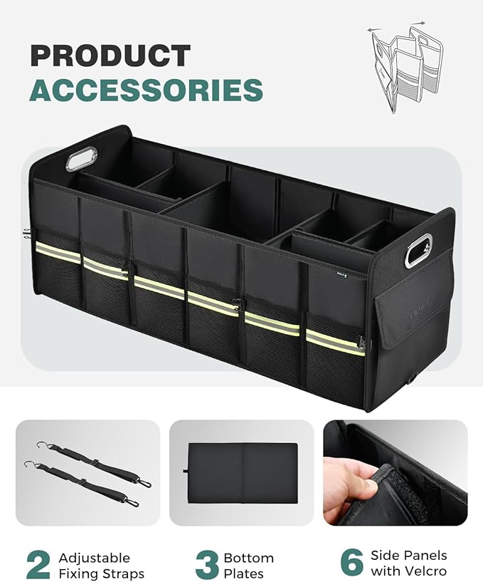 FLORICH Trunk Organizer for Suv, Large Truck Organizer Back Seat Storage Premium, Collapsible Multi-Compartment Car Organizers