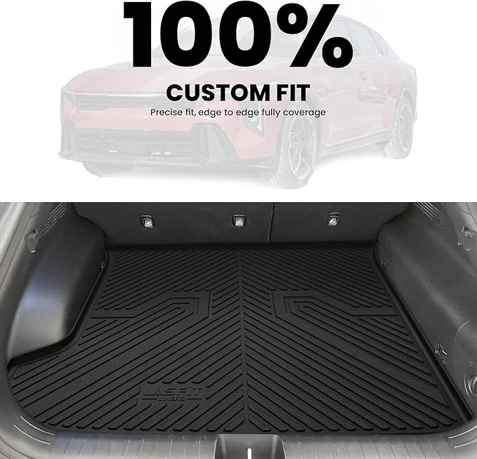 LASFIT Cargo Mat for Kia EV6 2024 2023 2022, All Weather TPE Custom Fit Easy Clean Car Trunk Mat for Kia EV6 2022-2024 Cargo Liner, Black