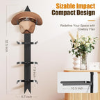 Cowboy Hat Rack, Cowboy Hat Holder Wall Mount Holds up to 4 Hats, Wooden Western Rustic Metal Cow boy Hat Hanger with Arrow S