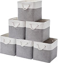MidmmVick 12 x 12 Inch Cube Storage Bins, 6 Pack Large Collapsible Fabric Storage Bin with Ropes, Foldable Storage Cubes for 