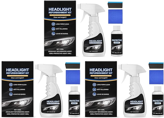 Dodorado Headlight Restoration Kit – No Sanding Required, Fast Cleaning & Ceramic Coating, Restores Yellowed Hazy Headlights 