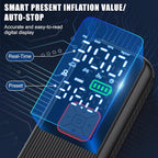 Tire Inflator Portable Air Compressor, 150PSI Smart Air Pump for Car Tires with Digital Tire Pressure Gauge, Portable Tire Inflator for Car, Motorcycle, Bike, Ball and More