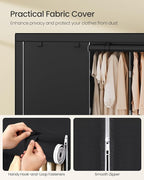 SONGMICS Portable Closet, Wardrobe Closet Organizer with Cover, 5 Hanging Rods and Shelves, 4 Side Pockets, 17.7 x 83 x 65.7 