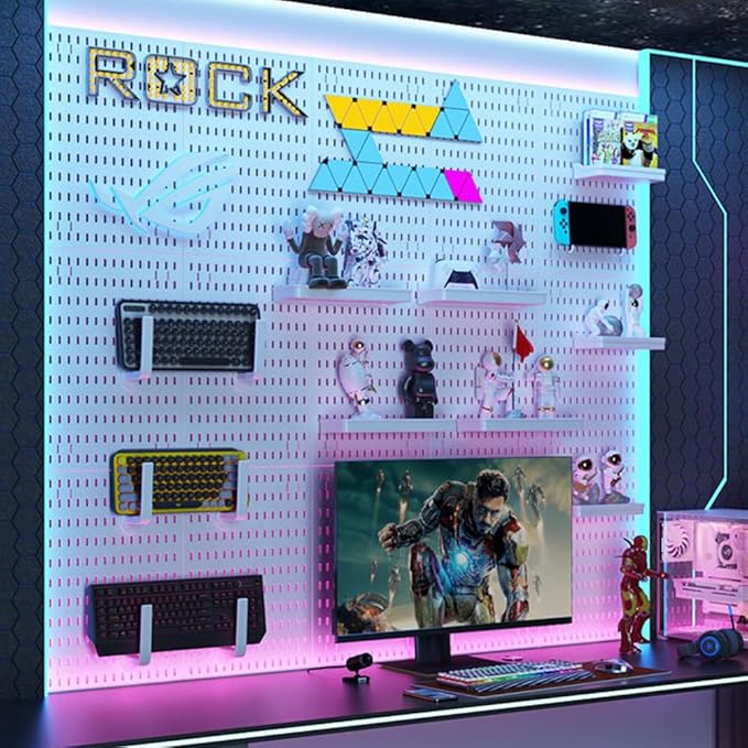 Pegboard Wall Organizer, Wall Mounted Storage Set with 2 Pegboards & 13 Accessories, 23.6" x 11.81" White Peg Board Organizer