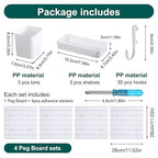 Wall Mount Peg Board Organizer 45pcs Kit, 4 Panels and 41 Accessories Pegboard Wall Organizer with Hooks, Bins, Shelves, DIY 