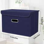 STOREONE Fabric Storage Cube Bins Foldable Organizer Container Collapsible Basket with Lids and Metal Handles, for Home, Bedr