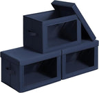 Homsorout Stackable Storage Bins with Lids - Large Storage Box with Lids, Foldable Closet Boxes for Organizing, Wardrobe Clot