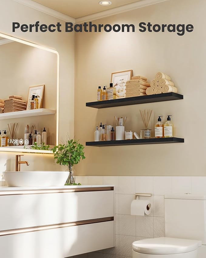 AMADA HOMEFURNISHING Floating Shelves for Wall, Wall Shelves for Living Room, Bedroom, Bathroom, Kitchen & Home Office Organi
