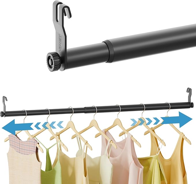 VIPEK Expandable Closet Rod with Hook Suitable for 24"-41" Wire Shelf Clothes Rack Adjustable Metal Heavy Duty Hanging Rod Ex