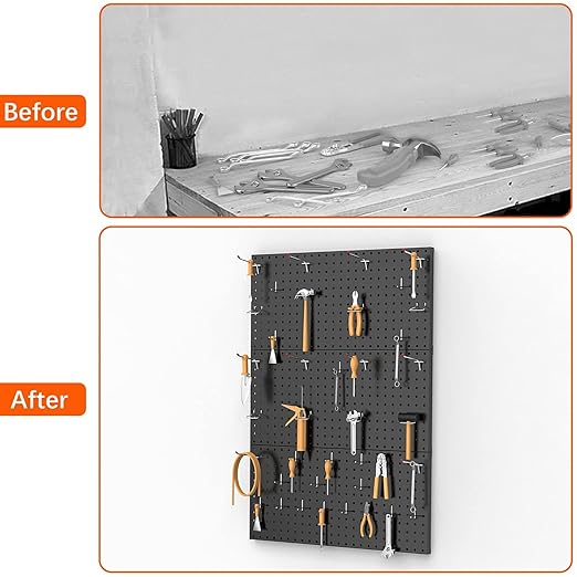 TORACK 3-Pack 12x24 inch Metal Pegboard Panels for Garage Wall, Tools Organizer Pegboard for Workbench, Workshop, Modular Peg