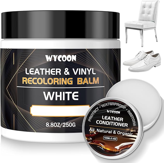 Leather Recoloring Balm with 100ml Mink Oil Conditioner | White Repair Kit, Dye & Color Restorer for Furniture, Sofa, Car Sea