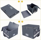 ENGPOW File Box with Lock, Fireproof Document Box with Pockets, Collapsible File Organizer Filing Storage Cabinet with Handle