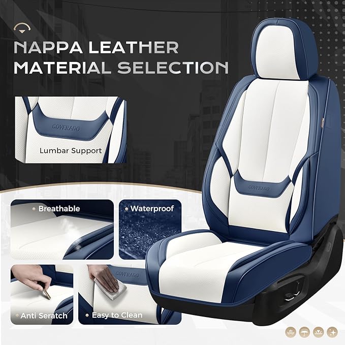 Coverado Seat Covers, Car Seat Covers Front Seats, Leather Seat Covers for Cars, Car Seat Protector Waterproof, Car Seat Cush