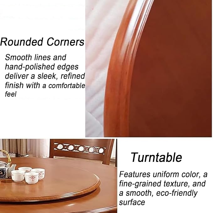 Large Lazy Susan Turntable, Wooden Round Tray Rotating for Dining Table Top Centerpiece Silent Smooth SpinBy Hand Kitchen Tur