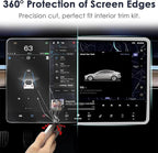 2PCS Protector Trim Frame Compatible with Tesla Model 3 Y 2020-2024 2026 Screen Edge Frame Rearview Mirror Cover Interior Silicone Decorations Center Console Decor Highland Juniper Accessories (White)