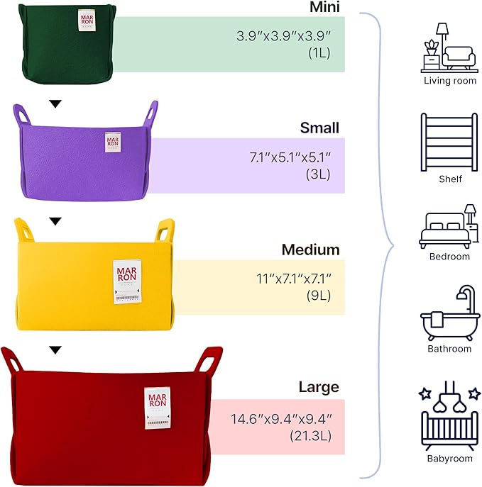 Collapsible Felt VANILLA Storage Bin Large 14.6"x9.4"x9.4" – Foldable Basket with Handles for Closet, Laundry Room Organizati