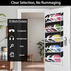 KYEVIS Over the Door Hat Organizer for Baseball Caps, Hold up to 60 Hats Rack Storage for Door/Closet/Wall, Clear Pockets Han