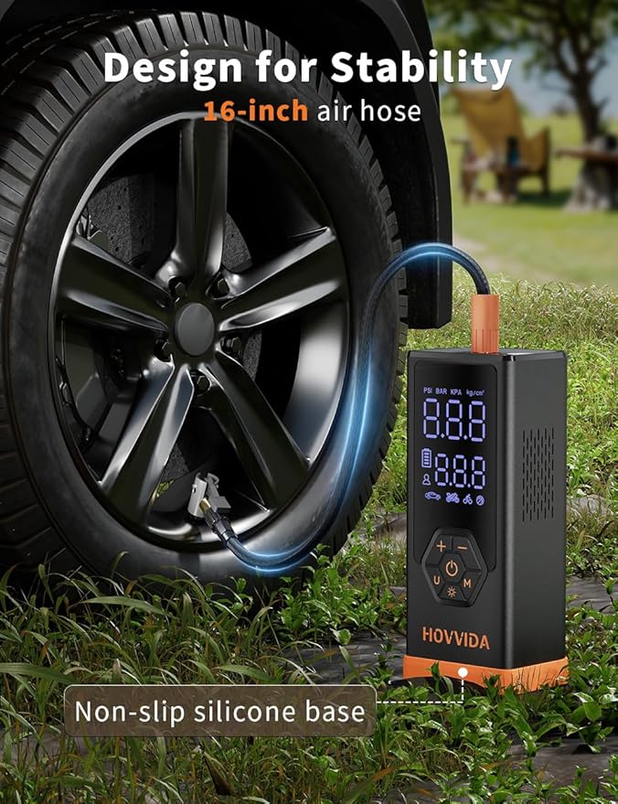 Tire Inflator Portable Air Compressor, Air Pump for Car Tires, 7800 mAh Battery, 12V DC, 150 PSI, 40L/min Air Flow, Fast Inflation, Portable air pump for MPV, SUV, Car, Motorcycle, Bike, Ball