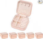 5pack/PU Leather Travel Jewelry Case, Mini Jewelry Box, Small Jewelry Organizer Portable Display Jewelry Storage Case for Rin