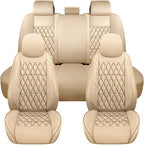 NS YOLO Leather Car Seat Covers,Universal Fit for Most Cars,SUVs and Sedans,Waterproof Luxury Leatherette Cushions, 5 Seats P