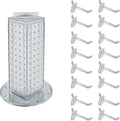 Azar Displays 700220-CLR-2C16 Four-Sided 4”W x 12” Revolving Pegboard Tower Kit Counter Display with 16-Pack of 2 inch Lockin