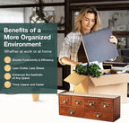 6-Drawer Vintage Desk Organizer Classic Brown Wood Storage Drawers for Tabletop - Slim Retro Style Desktop Organizing Cabinet