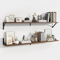 Axeman 48 Inch Floating Shelves | 8 Inch Deep Brown Wall Shelves Set of 2 | 47.3" W x 8" D Rustic Brown Wood Shelves for Bath