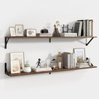 Axeman 48 Inch Floating Shelves | 8 Inch Deep Brown Wall Shelves Set of 2 | 47.3" W x 8" D Rustic Brown Wood Shelves for Bath