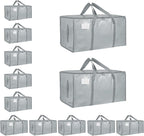 12 Pack-Extra Large Heavy Duty Moving Bags - Waterproof Storage Totes with Handles & Zippers, Foldable for College Dorm, Stor
