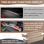 2 Pack Update Car Seat Gap Filler Organizer Leather Console Storage Box Front Side Pocket Seats Organizers Filler Interior Car Accessories for Phone Wallet Coin Key Sunglasses (Off-White)