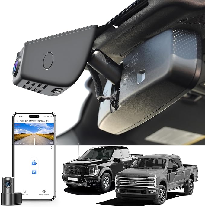 Front 4K & Rear 1080P Dash Cam fit for Ford F150 2018-2026 F250/F350/F450 Super Duty 2020-2026 XLT Lariat King Ranch Raptor L