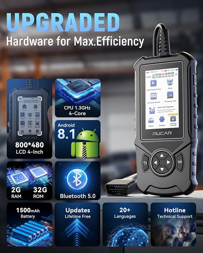 MUCAR CDE900 Elite OBD2 Scanner with 28 Reset Service, Oil/SAS/EPB/BMS/ABS Bleeding, Engine Transmission ABS SRS Car