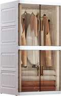 SunSettler Collapsible Wardrobe Closet, Large Collapsible Plastic Wardrobe with Wheels, Foldable Clothes Storage Cabinet (2 L