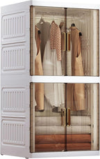 SunSettler Collapsible Wardrobe Closet, Large Collapsible Plastic Wardrobe with Wheels, Foldable Clothes Storage Cabinet (2 L