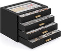 AKOZLIN Jewelry Box with Clear Lid Functional Leather Jewelry Storage Organizer Case 4 Drawers for Women Girls Necklace Ring 