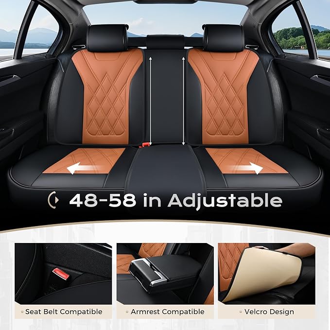 Coverado Car Seat Covers Full Set, Seat Covers for Cars, Front Seat Covers and Back Seat Cover Waterproof Leather Automotive 