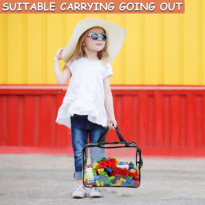 6 Packs Large Toy Storage Bags with Labels, Reusable Clear PVC Board Game Storage, Travel Waterproof Organizer Bags with Zipp
