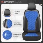 Coverado Seat Covers Full Set, Luxury Diamond Leather Car Seat Cover with Carbon Fiber Textured Design, Waterproof Car Seat P