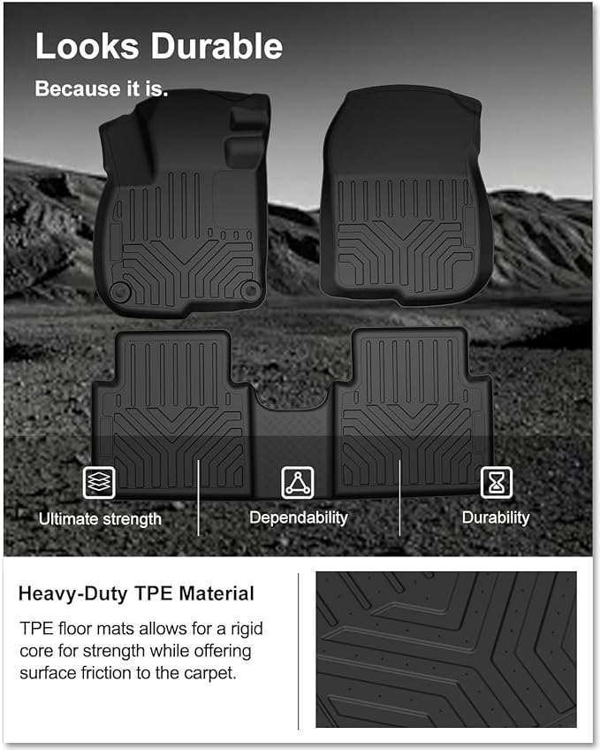 KIWI MASTER Floor Mats for 2017-2022 Honda CR-V, Custom Fit All Weather Car Mats, Heavy Duty TPE Floor Liners, Front & Rear 2 Row, Black